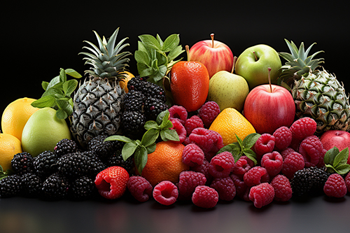 An assortment of various fruits collected